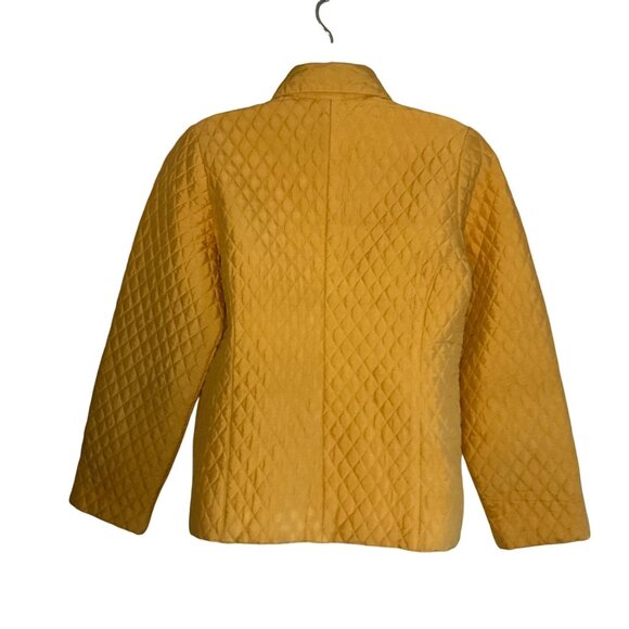 Kiko Yellow Quilted 100% Silk Womens Jacket With Button Front & Collar - Size S - Picture 5 of 9